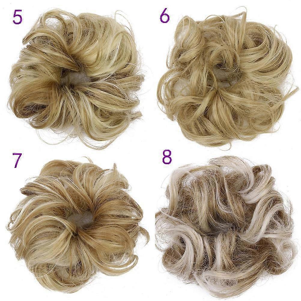 Elastisk hårknuteforlengelse for kvinner med gyllen syntetisk parykk