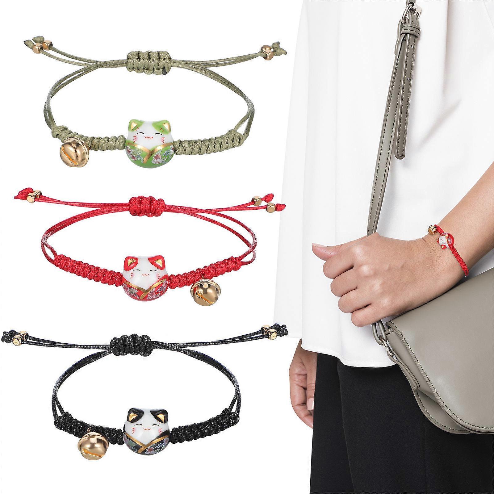 Cat Bracelet Maneki Neko for Wrist Decor 15Pcs Adjustable Charm