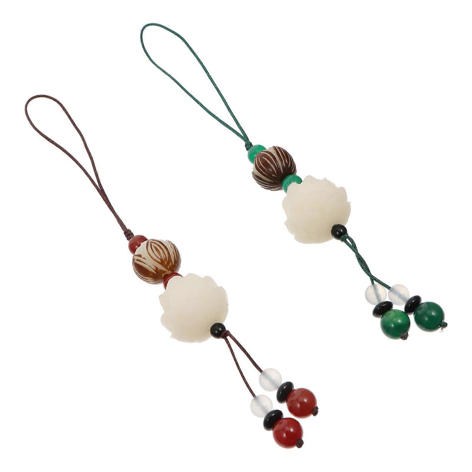 Bodhi Root Phone Charm Hanger 2Pcs Assorted Color Small Decorative Key Chain Attachment For Daily Use