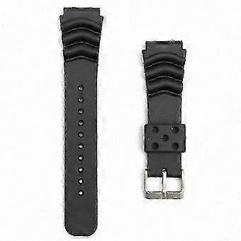 Black Rubber Dive Watch Band Replacement for 22mm Buckle Size