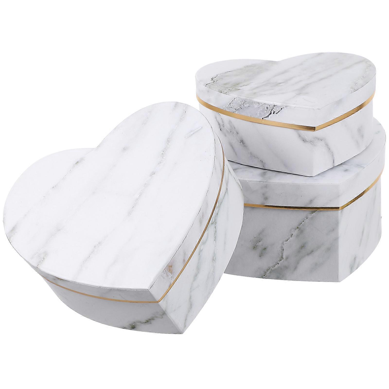 Heart Shaped Present Box 3Pcs Gift Packaging Suitable For Valentine's Day White Paper Storage Boxes