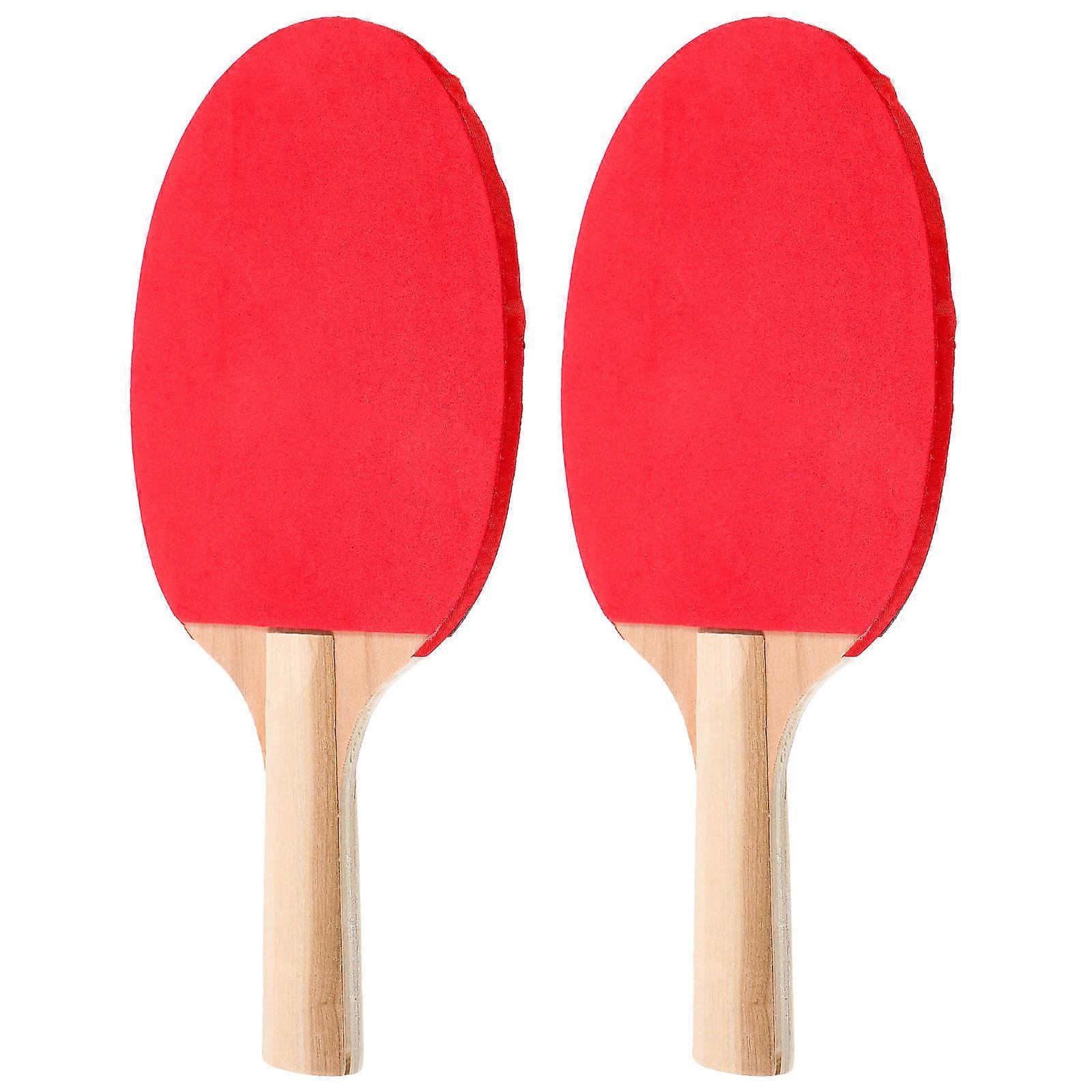 2Pairs Wood Table Tennis Racket for Playing Beginner Paddle Red Color