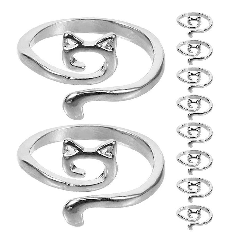 Knitting Ring Silver Alloy Crochet Ring for Finger 60Pcs Set