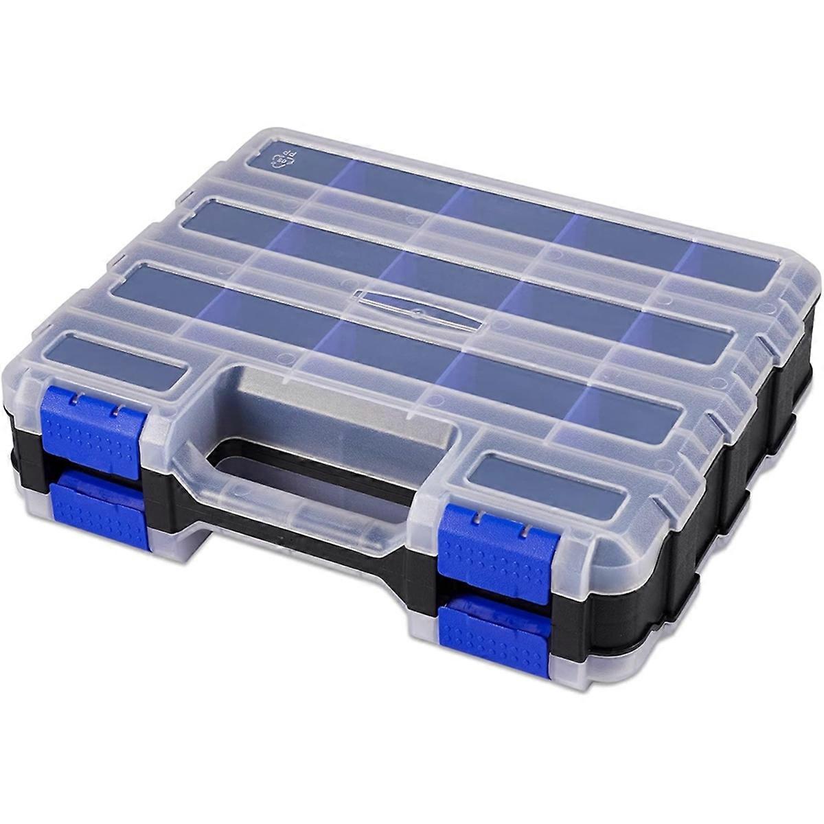 Tools Storage Box Organizer Double Side Hardware Organizers with Removable Plastic Dividers for Screws Nuts Nails Bolts