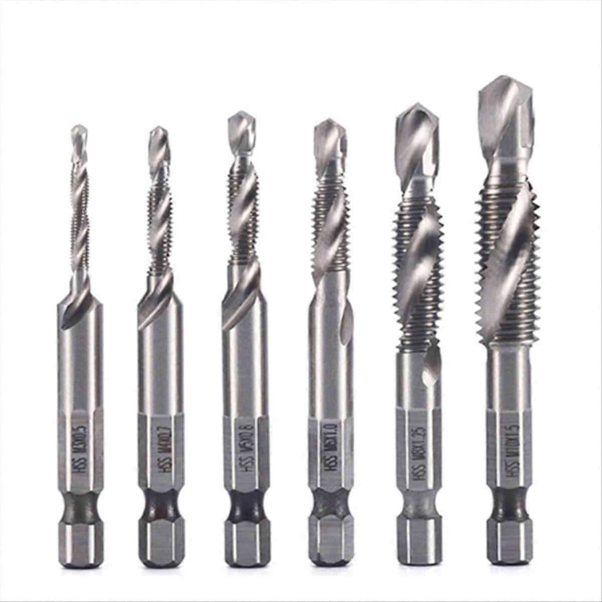 6Pcs M3 M4 M5 M6 M8 M10 Titanium Plated Composite Tap Drill