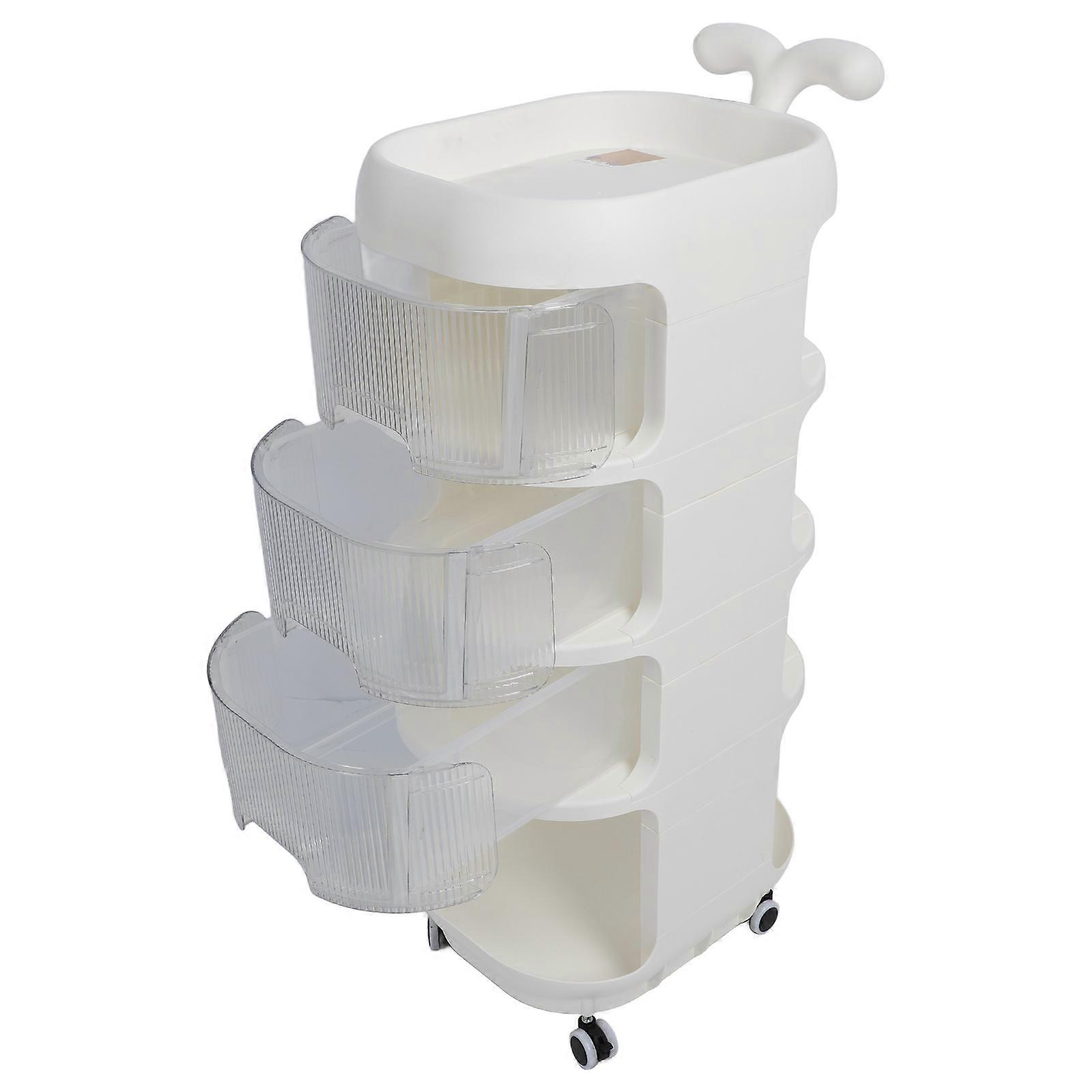 Drawer Storage Cart Multipurpose Transparent Rolling Storage Cart with Wheels Movable Utility Cart for Baby Supplies 