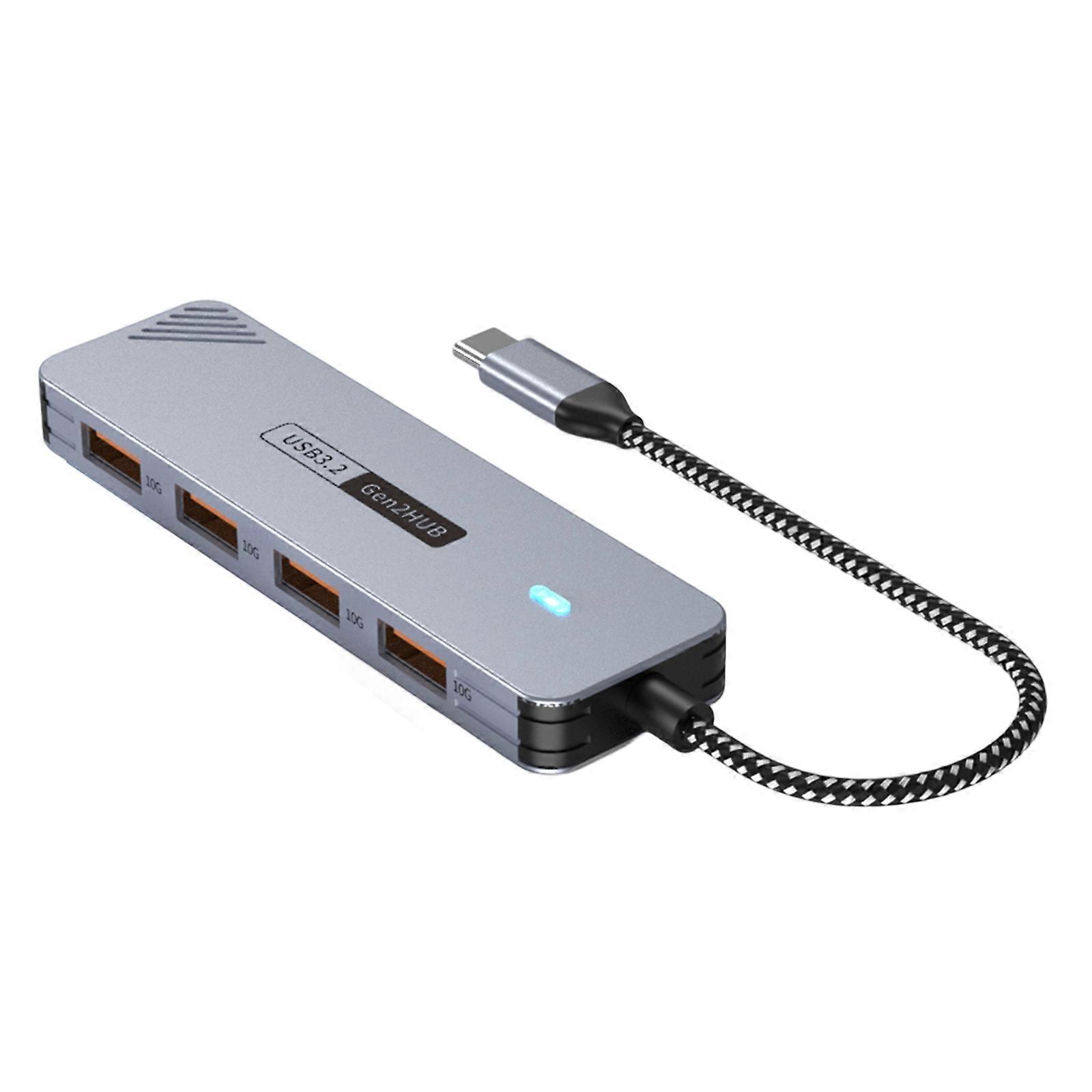 10Gbps USB C Hubs 4Port Aluminum Alloy USB Expander USB 3.2 Data Transfer Splitter for Computer Phone External Drive Multicolor