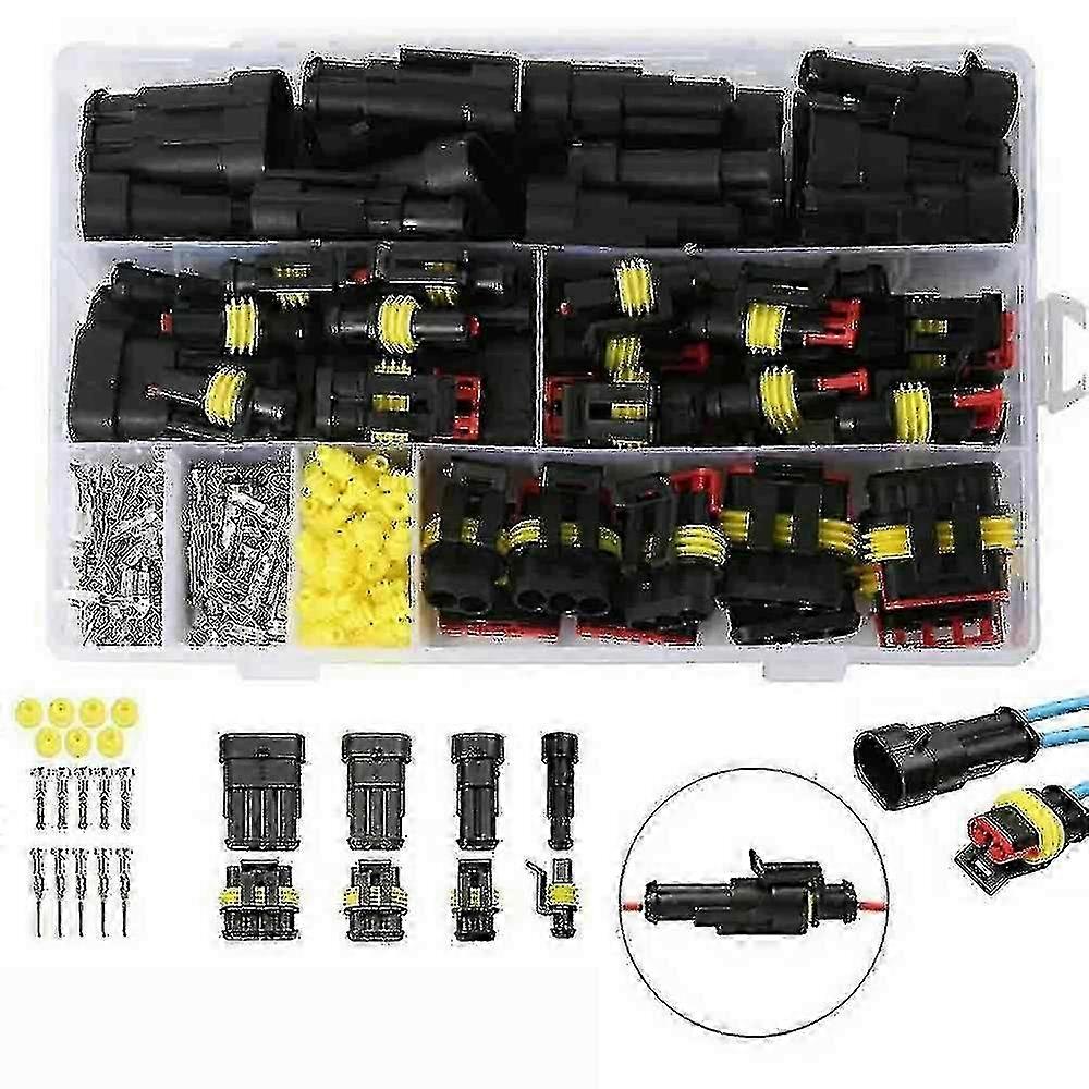 352pcs 1/2/3/4 Pin Waterproof Car Electrical Connector Wire Plug Kit