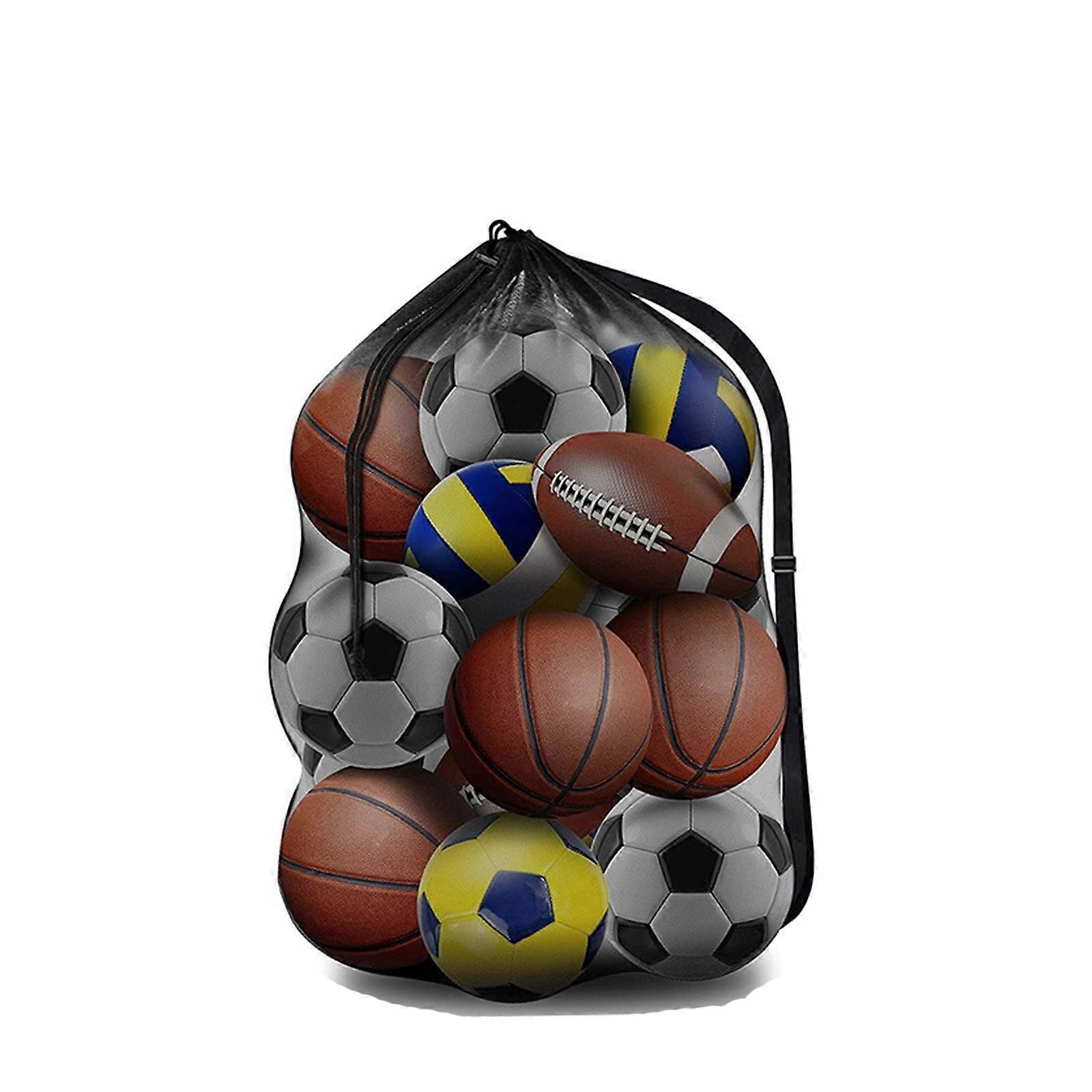 Drawstring Mesh Ball Bag 30 X 40 Inch XL Net Bag With Adjustable Shoulder Strap Waterproof Storage Backpack