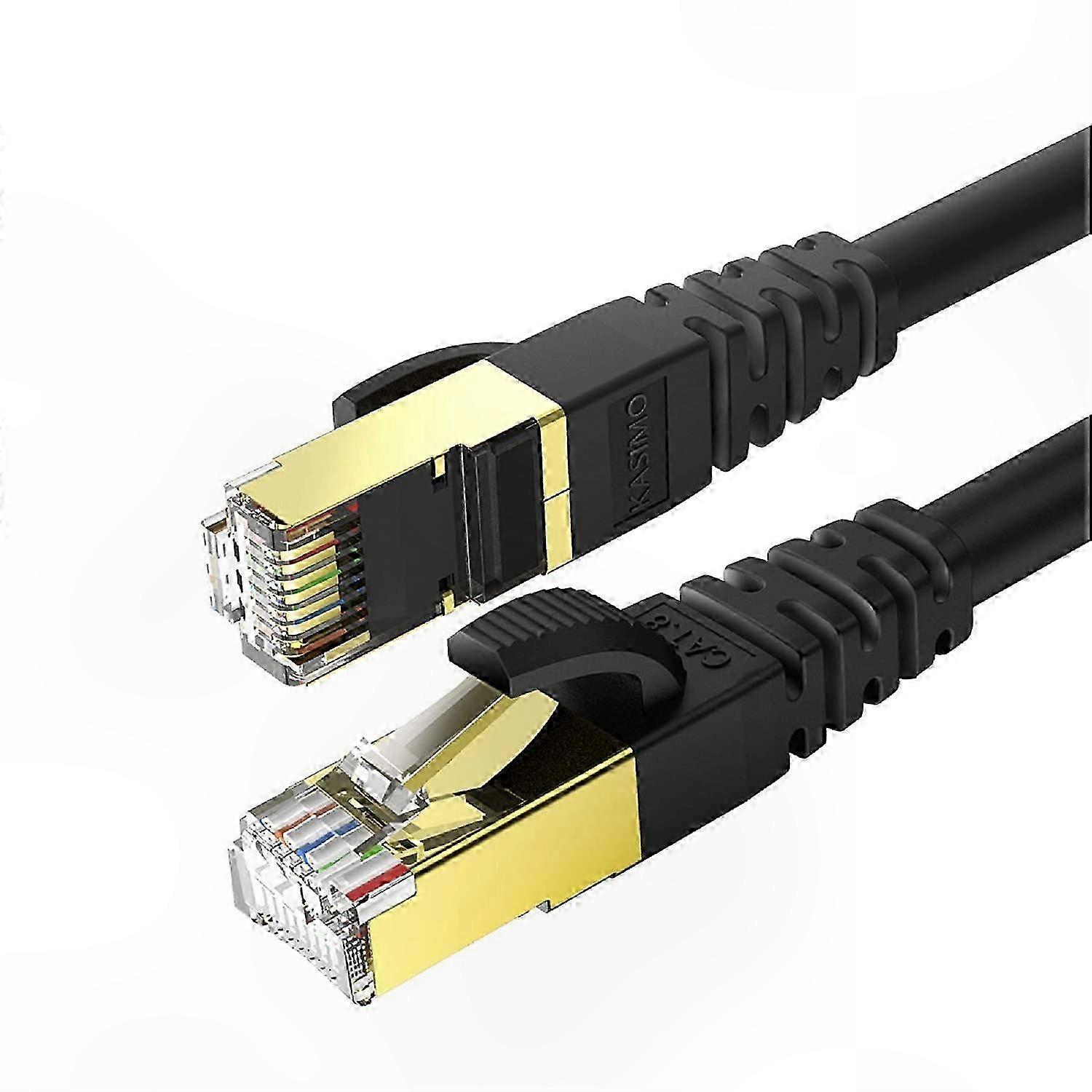Gold Plated Ethernet Cable, 2m High-Speed Internet Cord for Networking, Black