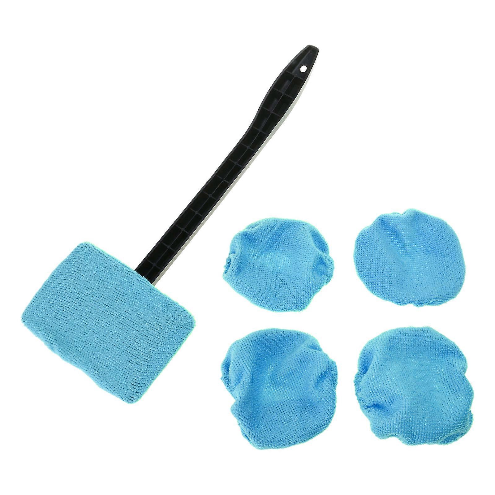 Long Reach Clean Tool Wet Dry Window and Windshield Wand Glass Cleaning Tool Washable Reusable Towel Cloth  light blue