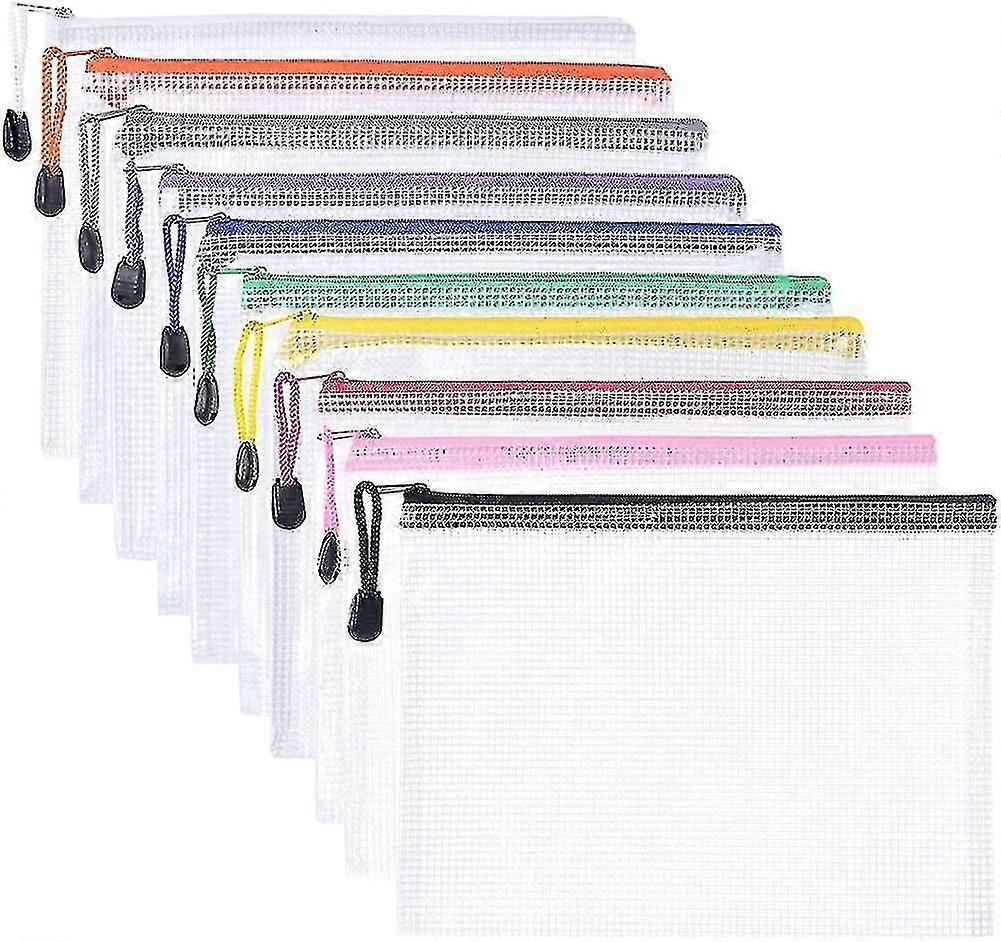 Plastic Wallets A5, 10pcs Zip Lock Bags Mesh Document Wallet Document Foldersa