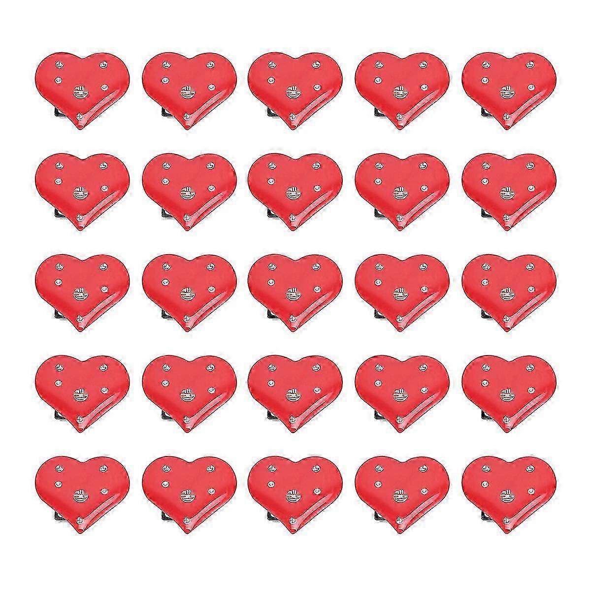 25 قطعة هدية حمراء مضيئة دبابيس بروش مضيئة طية صدر السترة دبابيس القلب وامض بروش