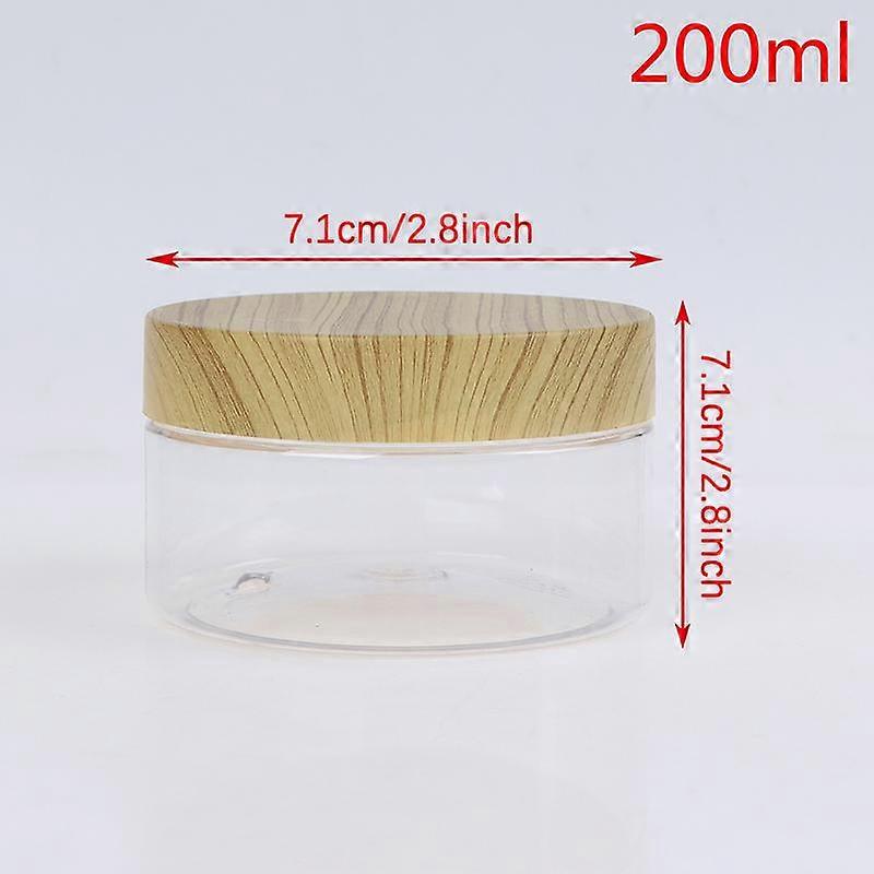 Empty Clear Jar Container With Plastic Imitation Wood Lid Plastic Storage Bottle