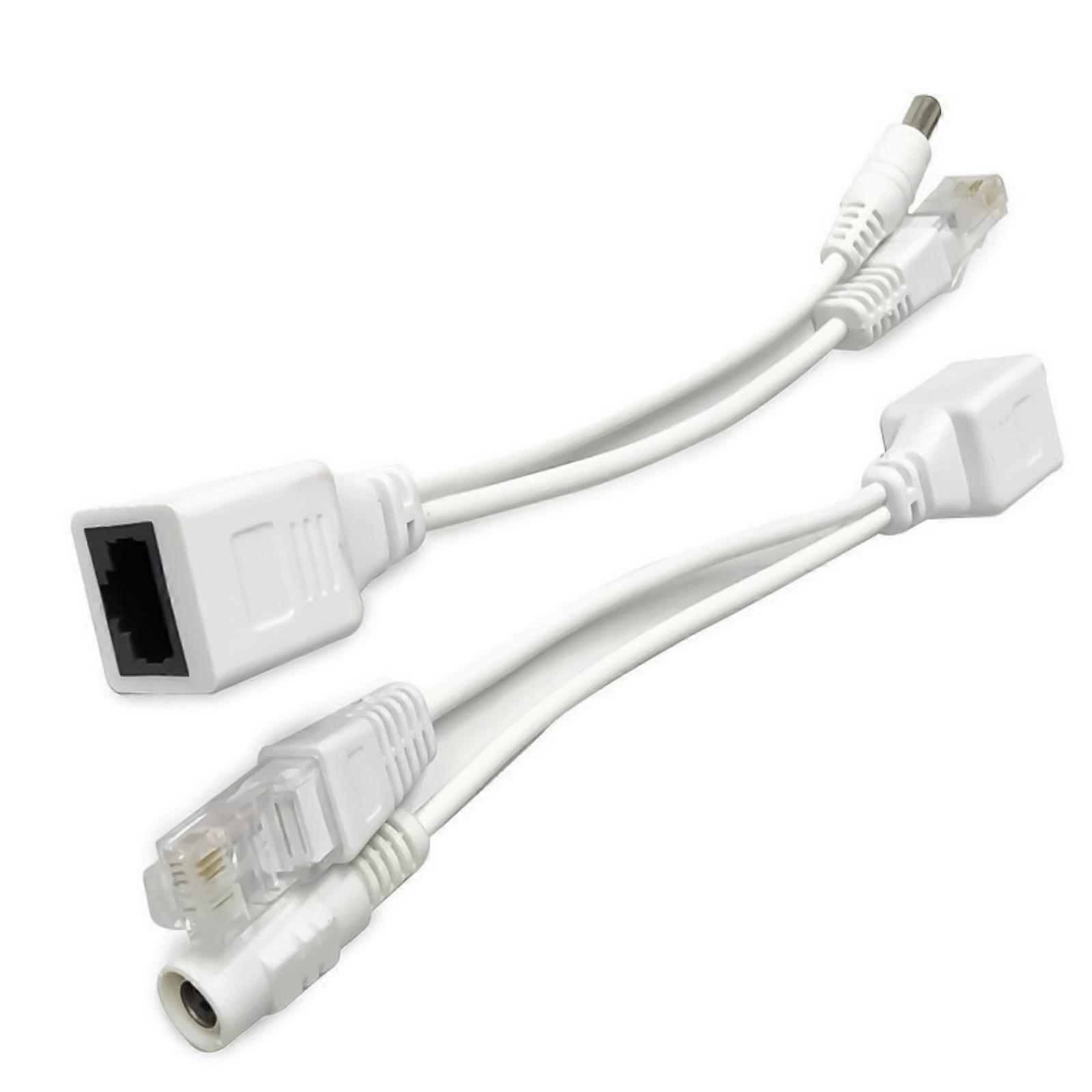 Passive PoE Injector and Splitter Kit for IPCameras and Wireless Access Points with DC5.5x2.1mm Connectors RJ45 Plugs  White