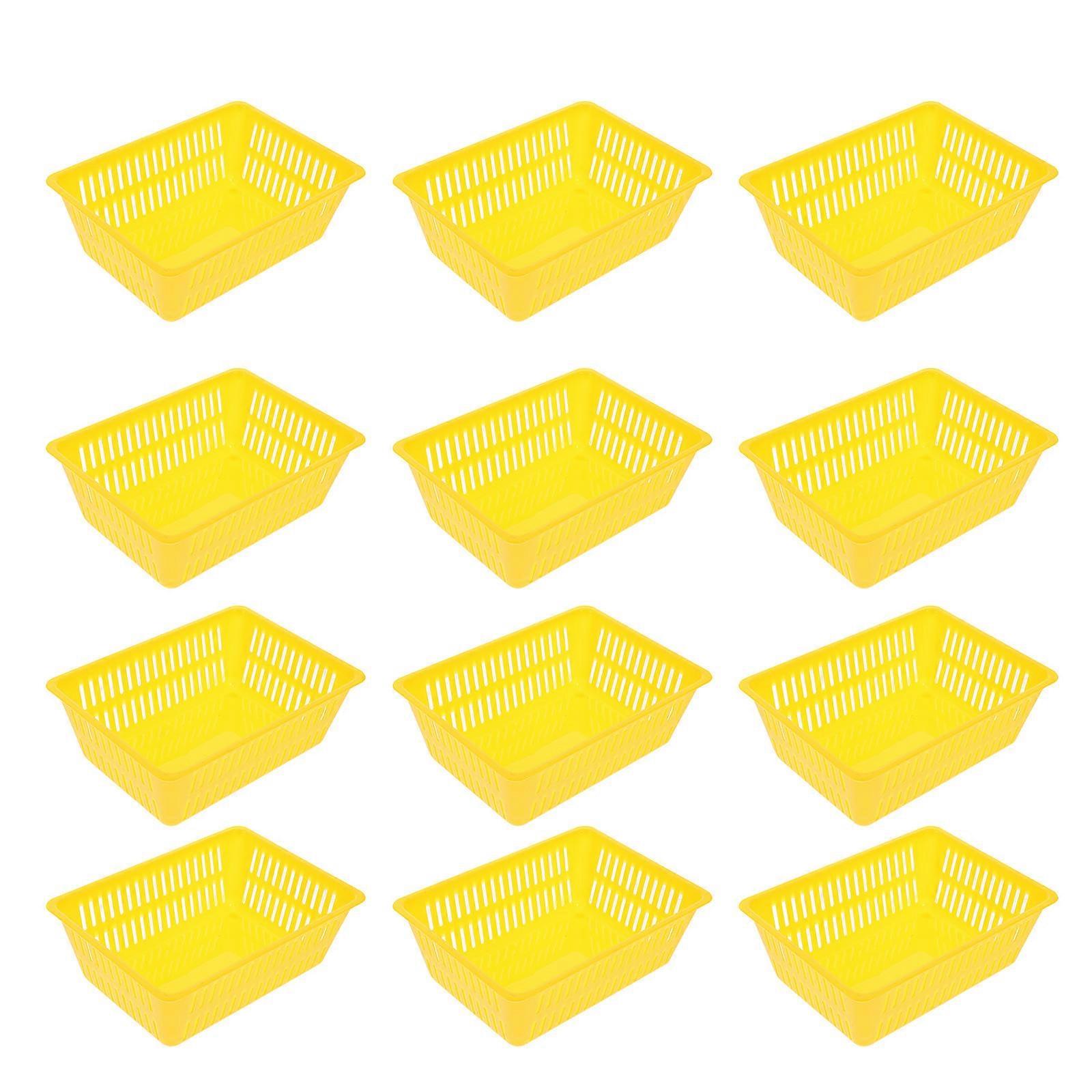 Yellow Small Plastic Storage Basket for Organizing Coins 12Pcs Set
