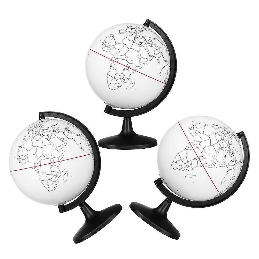 Lot de 3 globes vierges à colorier, modèle éducatif non peint, globe inachevé à colorier