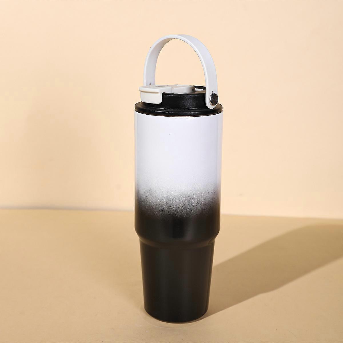 Black and white gradient 30oz new gradient color car cup, 304 stainless steel, high-value design, insulated cup with handle, portable for