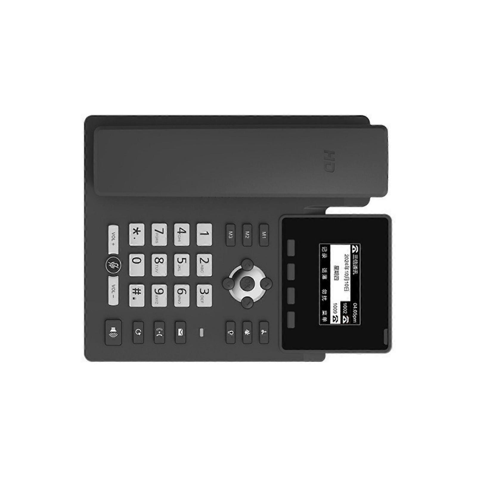 Téléphone de conférence IP multiligne avec module d'affichage en cascade, fonction de liste noire et mémoire de 400 appels pour usage professionnel, multicolore.