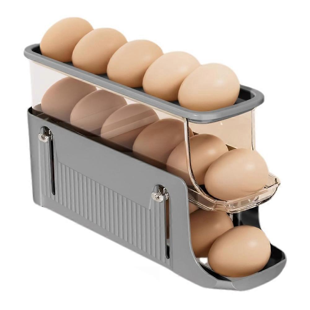 3 Tier Foldable Egg Holders,Rolling Egg Holder for Refrigerator,Automatic Rolling Egg Storage Tray