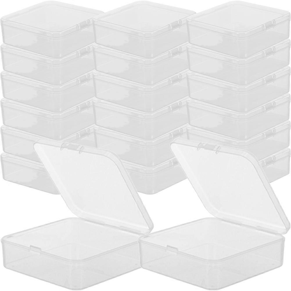 20Pcs Small Clear Plastic Box Small Bead Boxes Plastic Crafts Storage Boxes with Lid