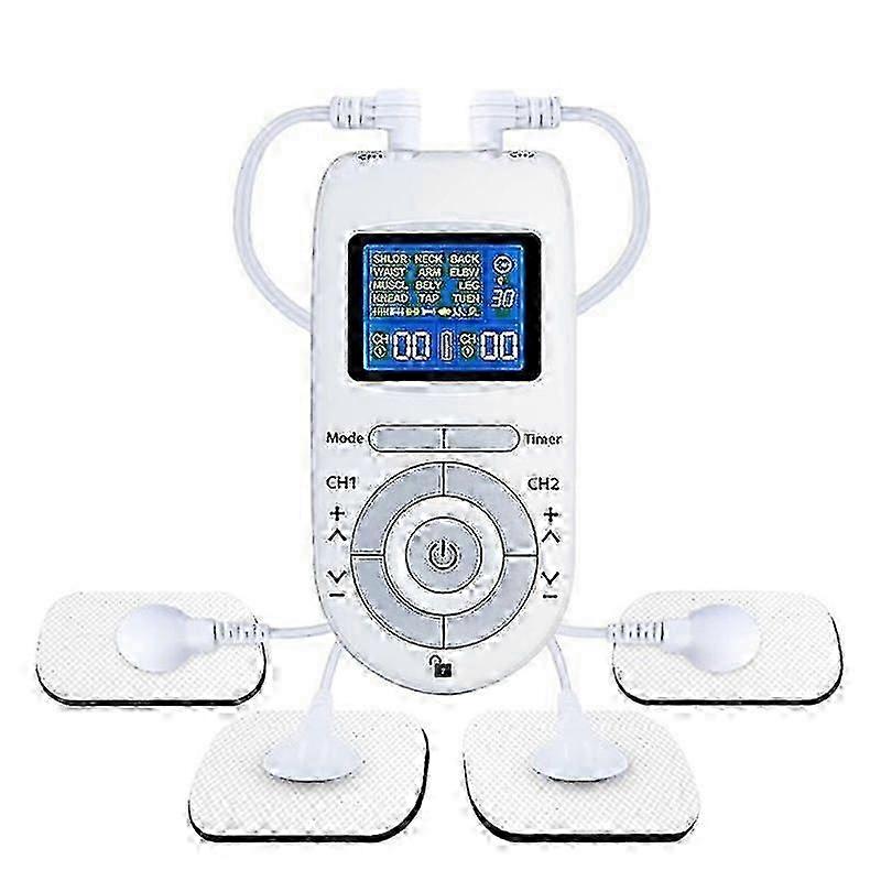 Dual Channel TENS Unit Muscle Stimulator Machine with 20 Modes, 2" and 2"x4" TENS Unit Electrode Pads