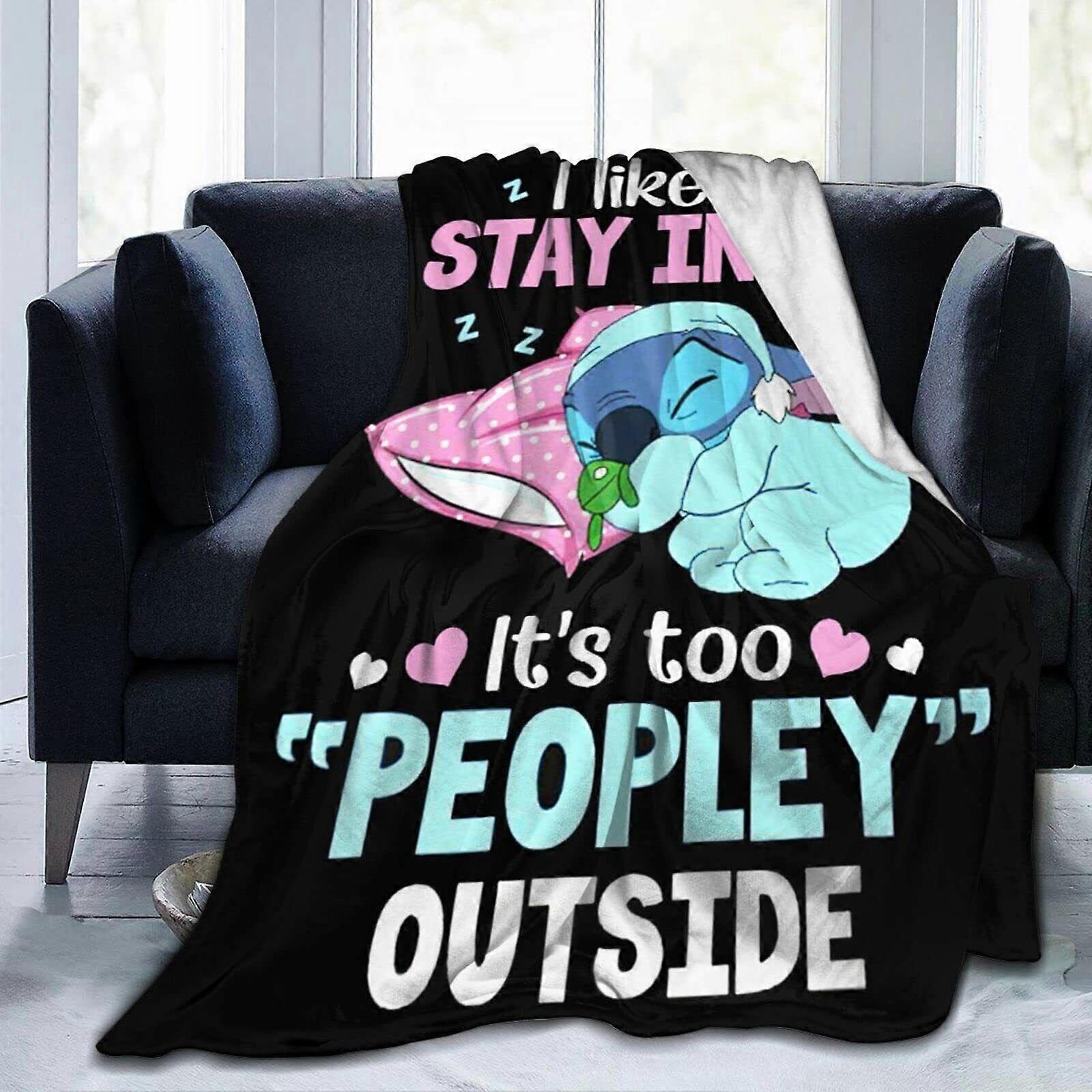 3D Lilo and Stitch Cartoon Sofa Blanket Flannel Ultra Soft Throw Xmas Gift UK