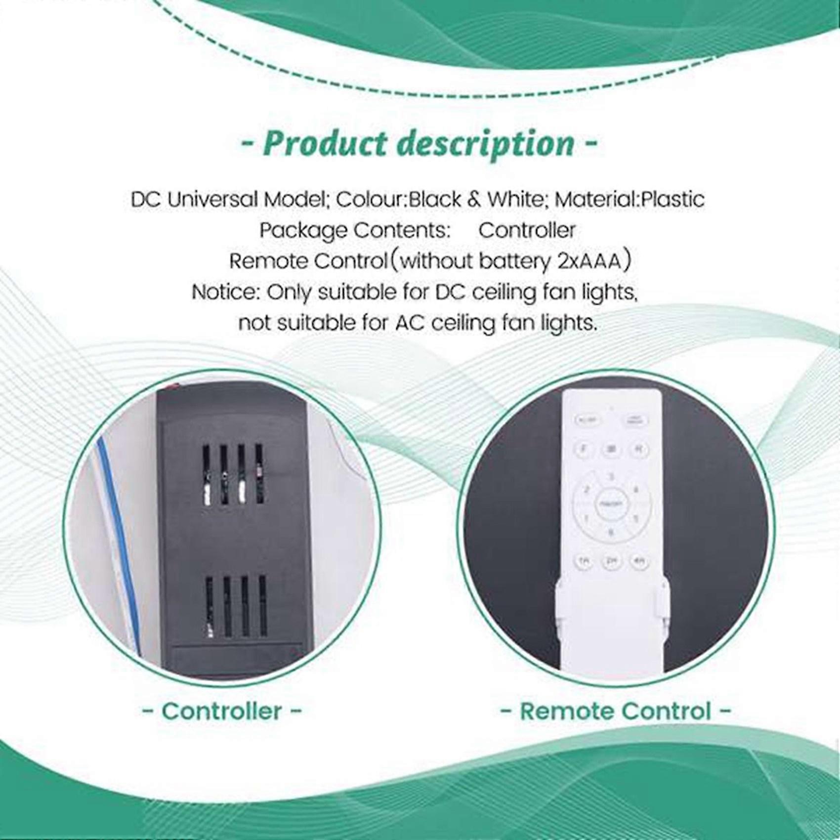 3X Universal Ceiling Fan Remote Control Kit 40W 6-Speed Timing Function Replacement Remote for DC Ceiling Fans & Lights
