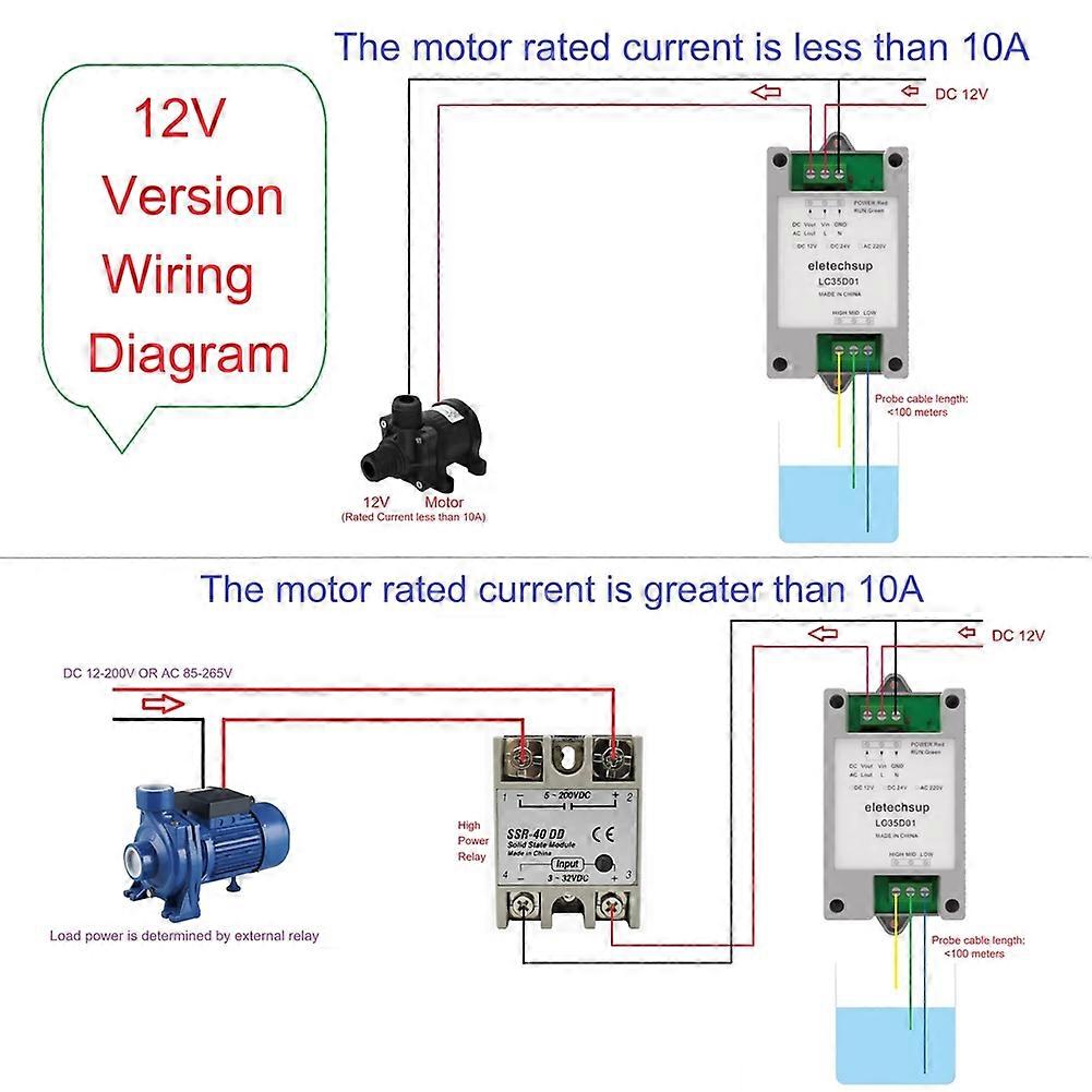ELETECHSUP LC35D01 Automatic Water Level Controller Automatically Start and Stop the Water Pump Liquid Level Controller DC12V