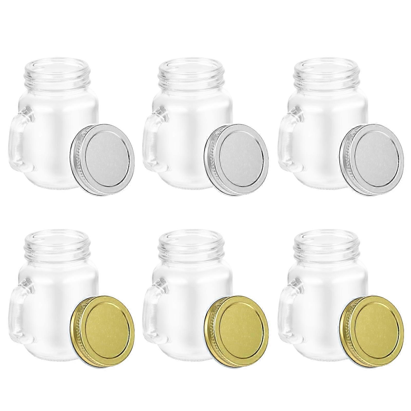 6 Pcs Glass Container Mason Jar with Lid Food Storage Dessert Containers Mini