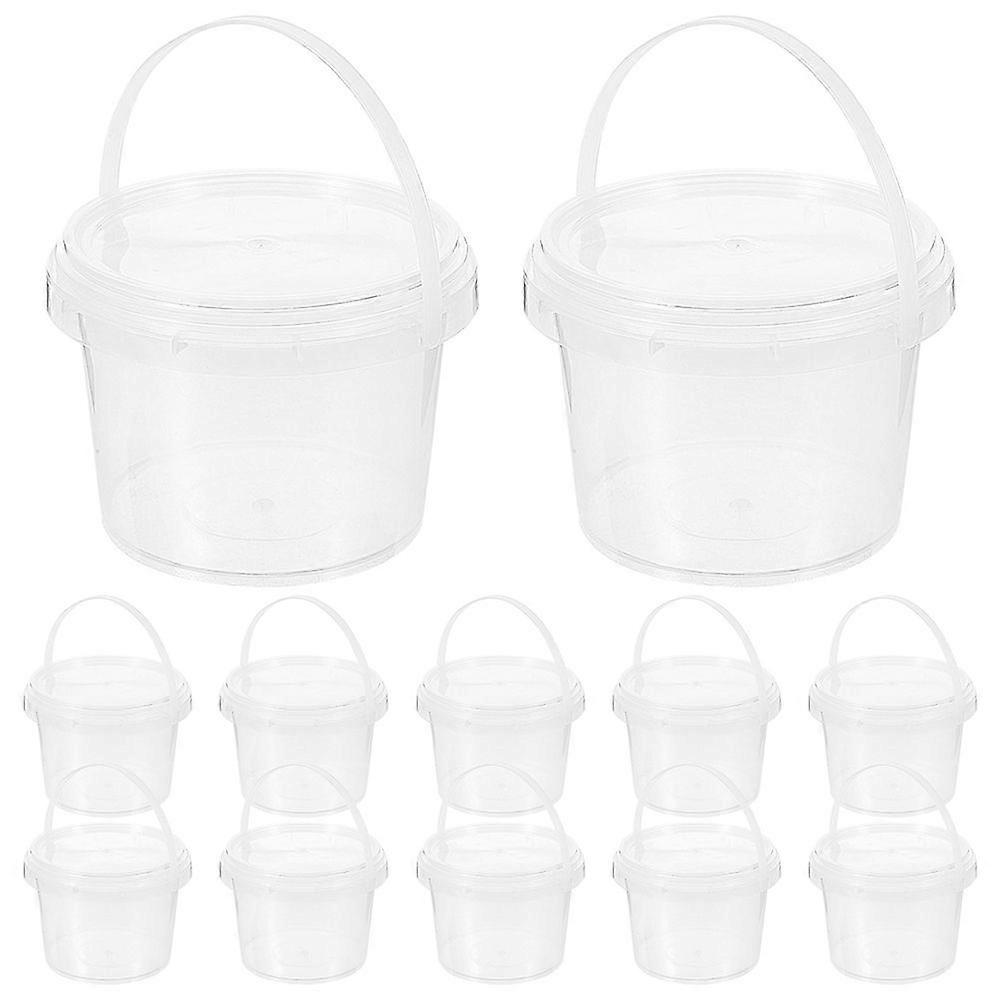 12pcs  Mini Transparent Storage Buckets Reusable Snacks Containers Multi-use Storage Buckets