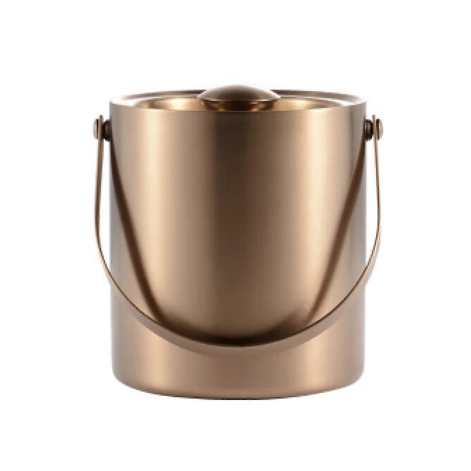 Stainless Steel Ice Bucket 2L Double Wall with Lid and Handle for Wine Champagne Beer Parties