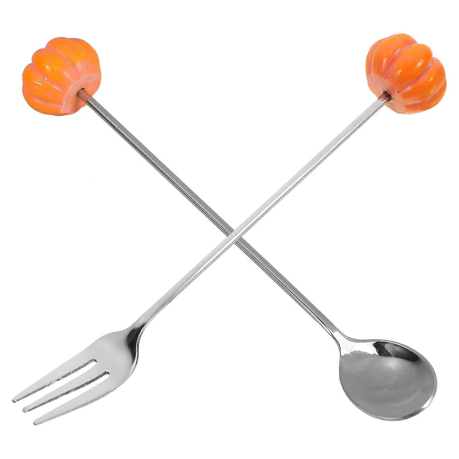 Kitchen Stainless Steel Spoon Cake Fork Set for Baking 1Set