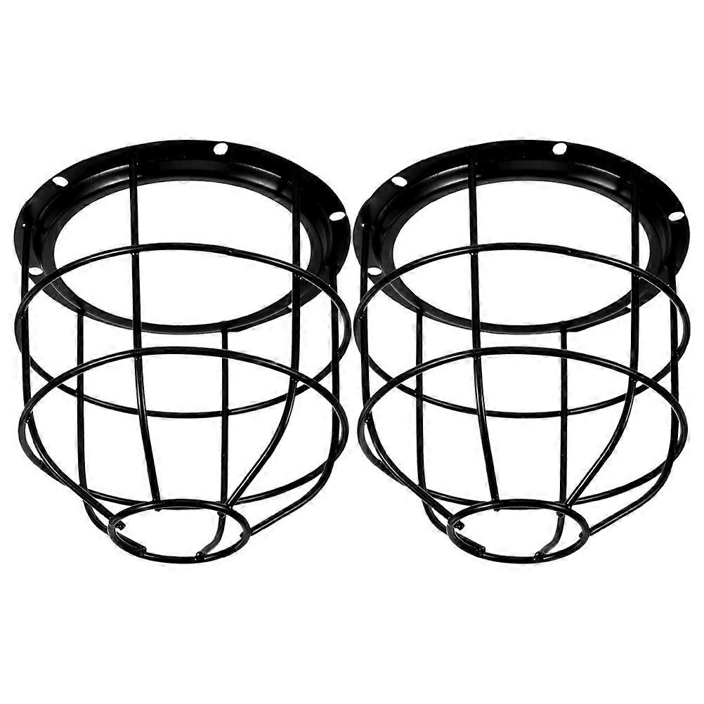 Light Protective Guard Iron Lampshade Cage 2Pcs for Workshop Lighting