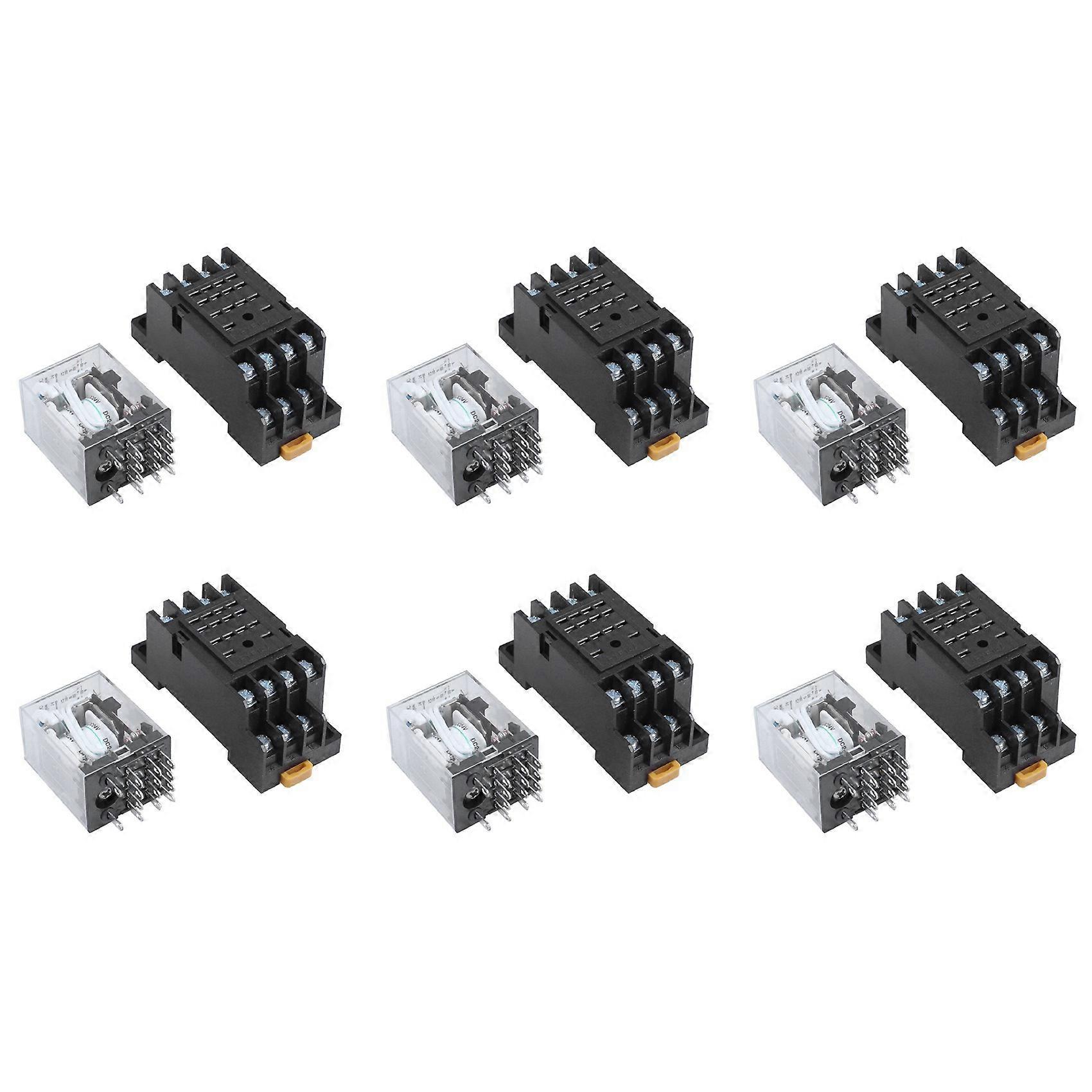 6X DC 24V Coil Volt 4PDT 14 Pin Terminal Electromagnetic Relay HH54P