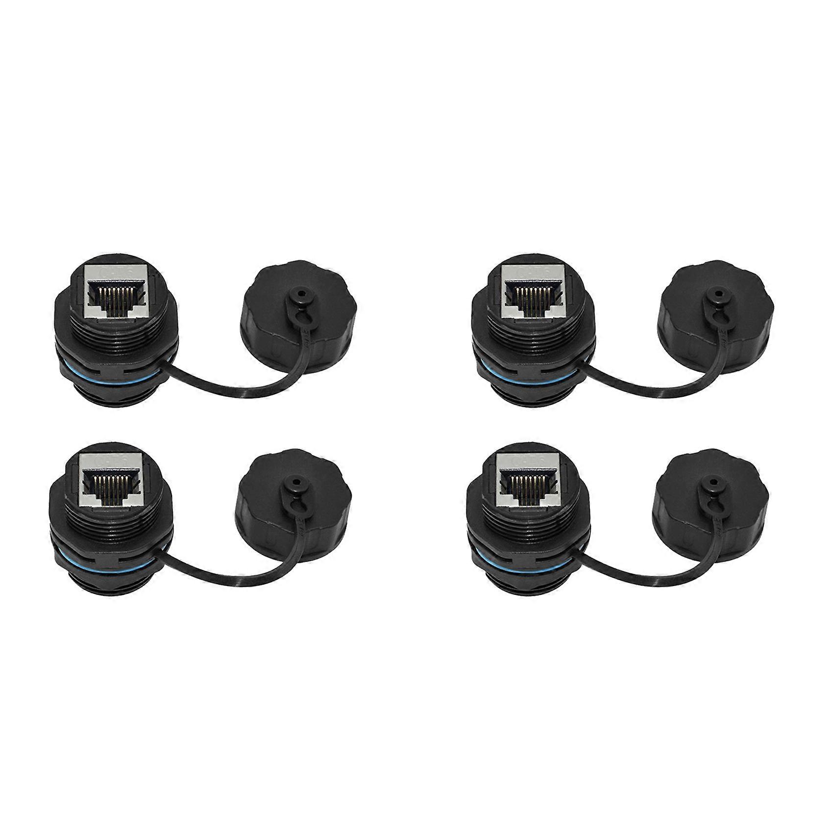 4PCS RJ45 Panel Mount Coupler, IP68 Shielded Industrial Panel Mount Ethernet LAN Through Connector for CAT6/CAT5E/CAT5