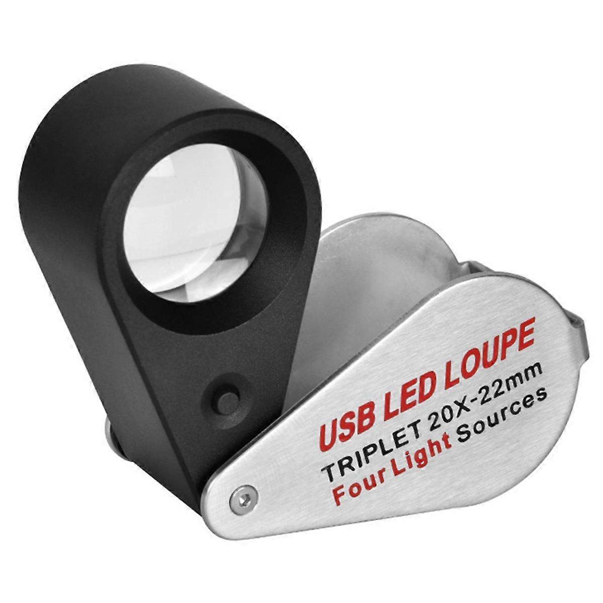 Rechargeable Four-Colour Light Source 13LED Magnifier Mini Pocket 20X