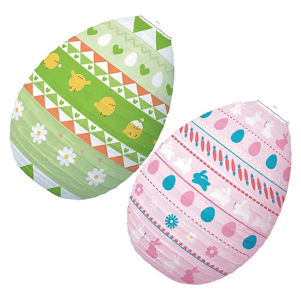 2Pcs Easter Egg Shape Lanterns Decorative Hanging Lantern Festival Lanterns Party Layout Lanterns