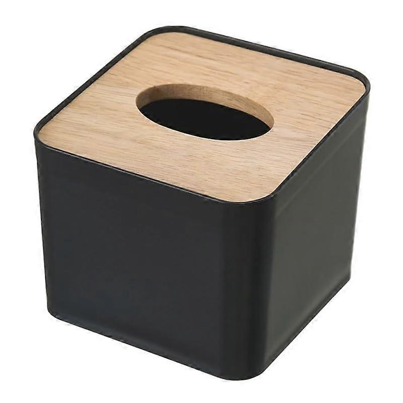 Modern Wooden Tissue Box Holder with Closure, Elegant Square Oak Napkin Storage for Home