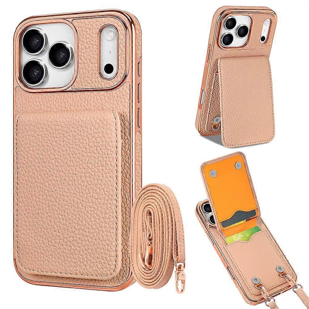 VIETAO Litchi Texture Wallet PU Phone Case with Lanyard