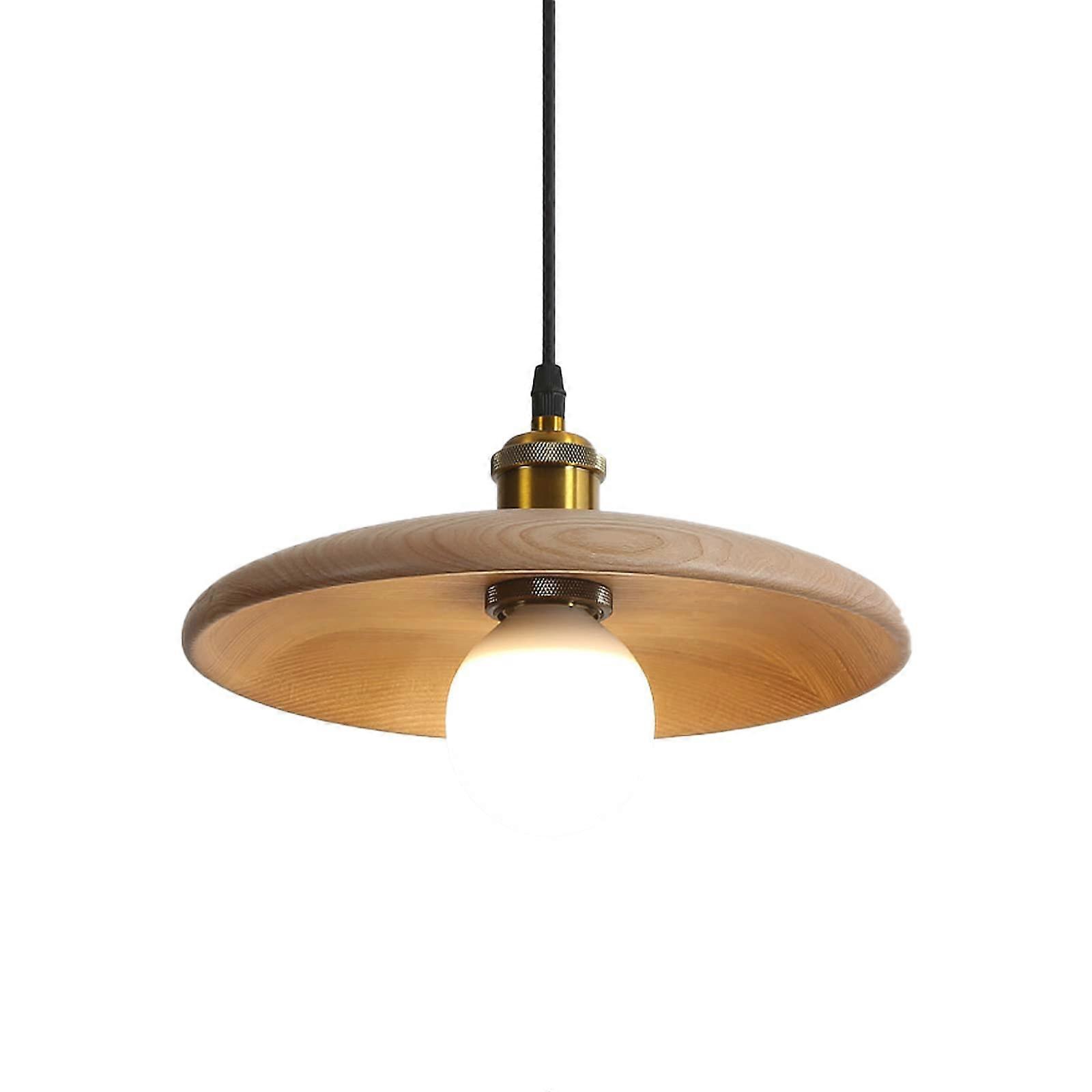 Wood Ceiling Light Nordic Chandelier with Natural Oak Finish Adjustable Height E27 for Dining Room