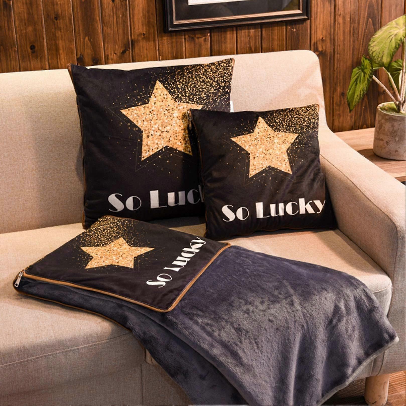 Dual Use Pillow Blanket 2 in 1 Zippered Cushion with Breathable Linen for Travel or Home 35x35