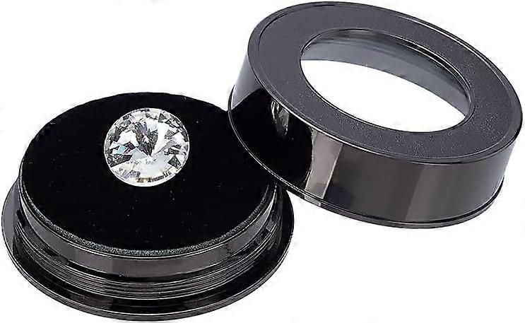Loose Diamnond Gemstone Display Boxes Gunmetal Flat Round Glass Top Jewelry Display Cases with Sponge Inside for Gems Jewelry Displaying 2.2x0.57inch
