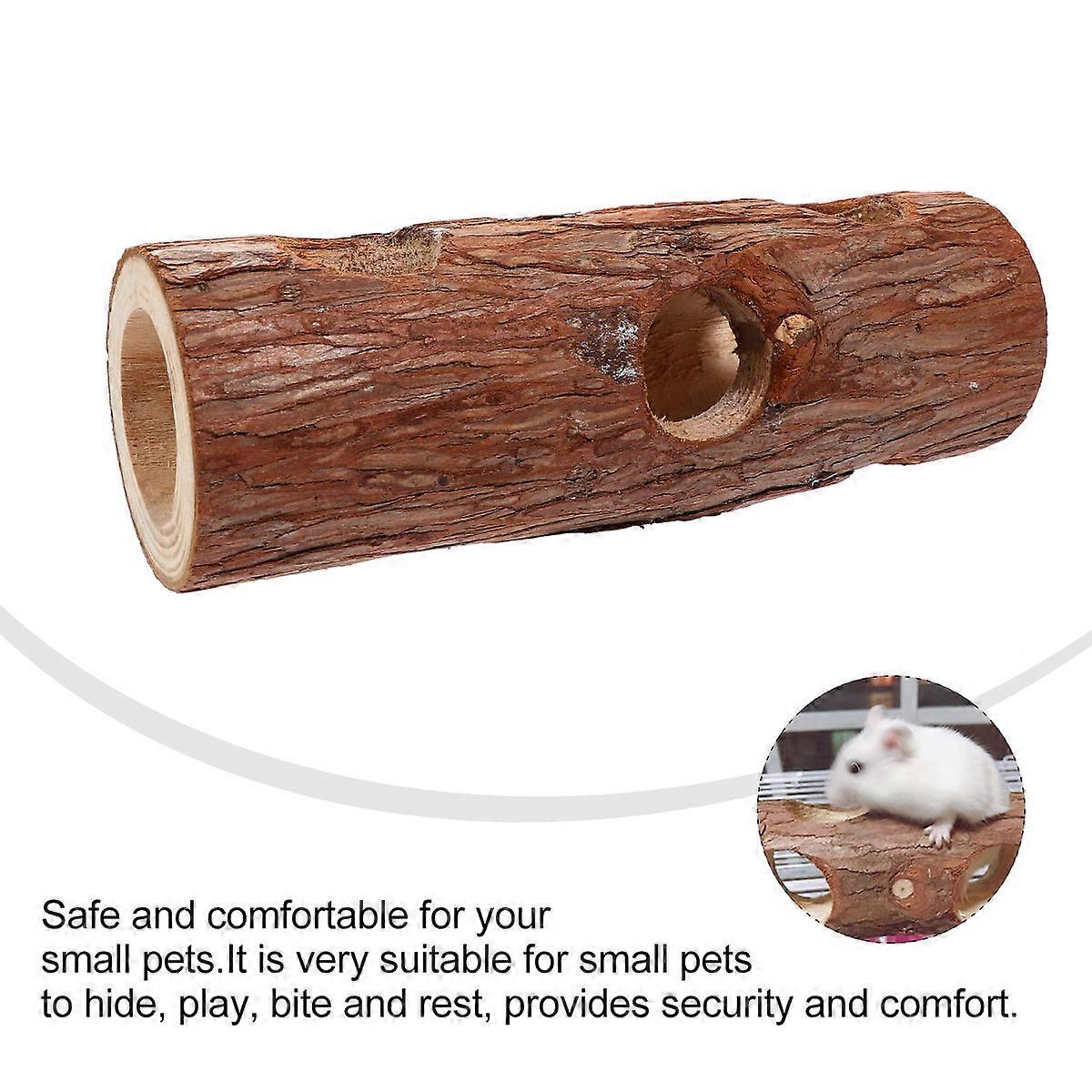 Hamster Toy Solid Wood Tunnel for Small Pets Use 1Pcs Brown Hamster Supply