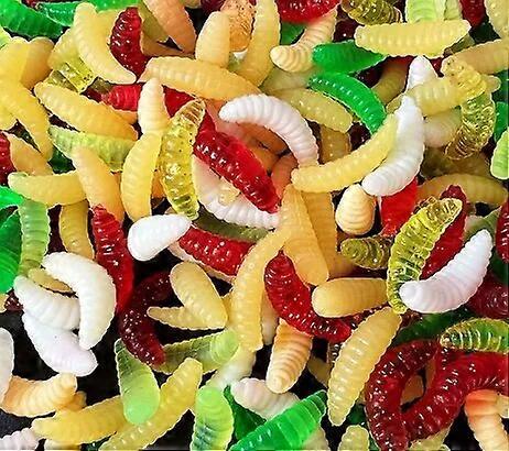 Soft Bait Bread Worm 50 PCS Colorful Bionic Soft Worm Lure Soft Bait Fake Worm Maggot Luminous with Fishy Smell and Musky Smell