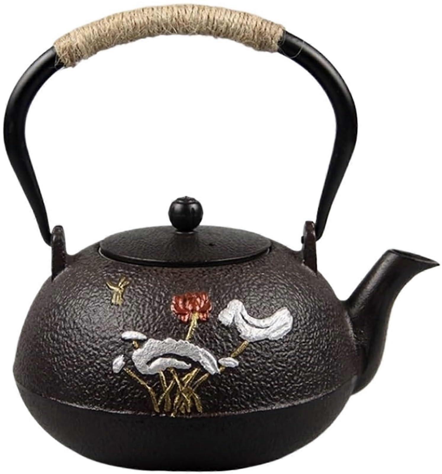 Large Cast Iron Teapot 1200ml Japanese Style Kettle for Loose Leaf Tea with Long Heat Retention