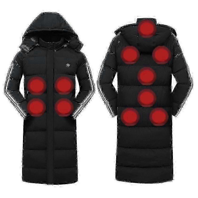 Smart Heated Jacket for Men & Women, Long Down Coat with Charging Heating