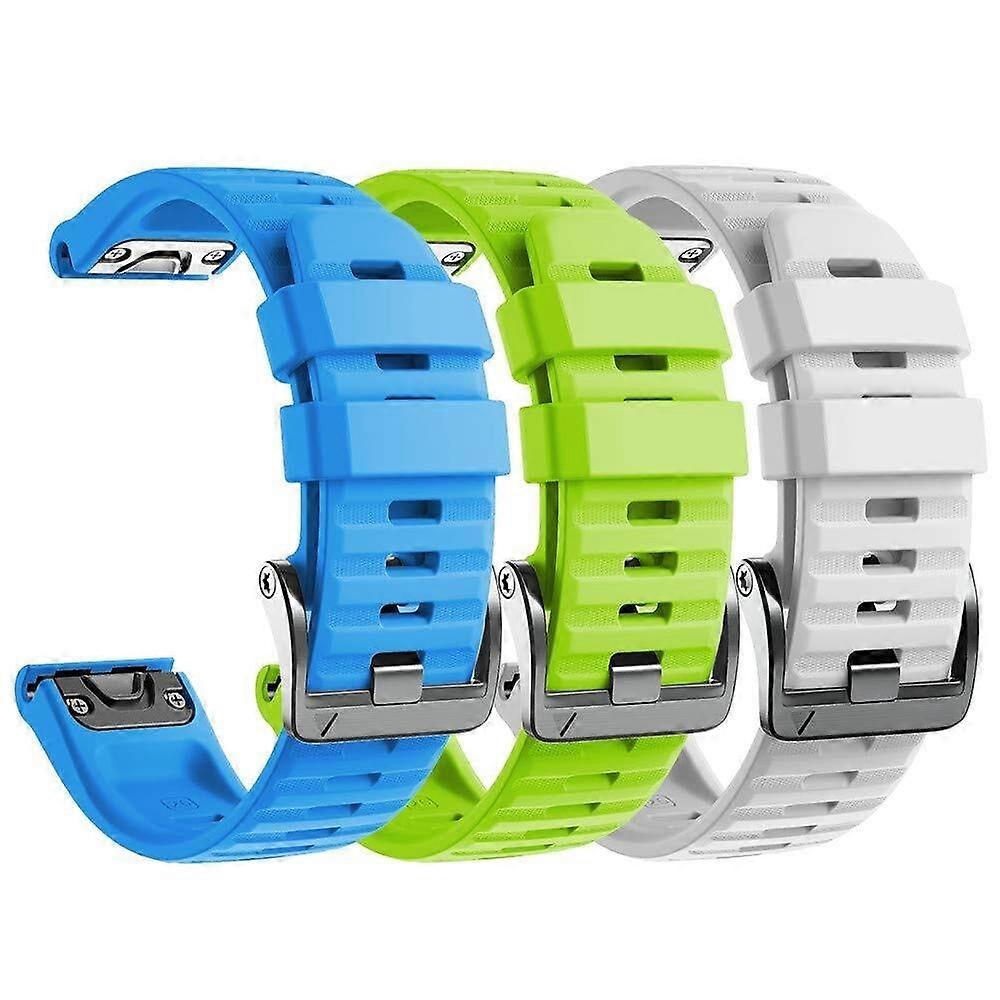 26mm Silicone Watch Band with Metal Clasp for Garmin Fenix 6X 7X 5X Plus 3 HR Tactix Descent MK1