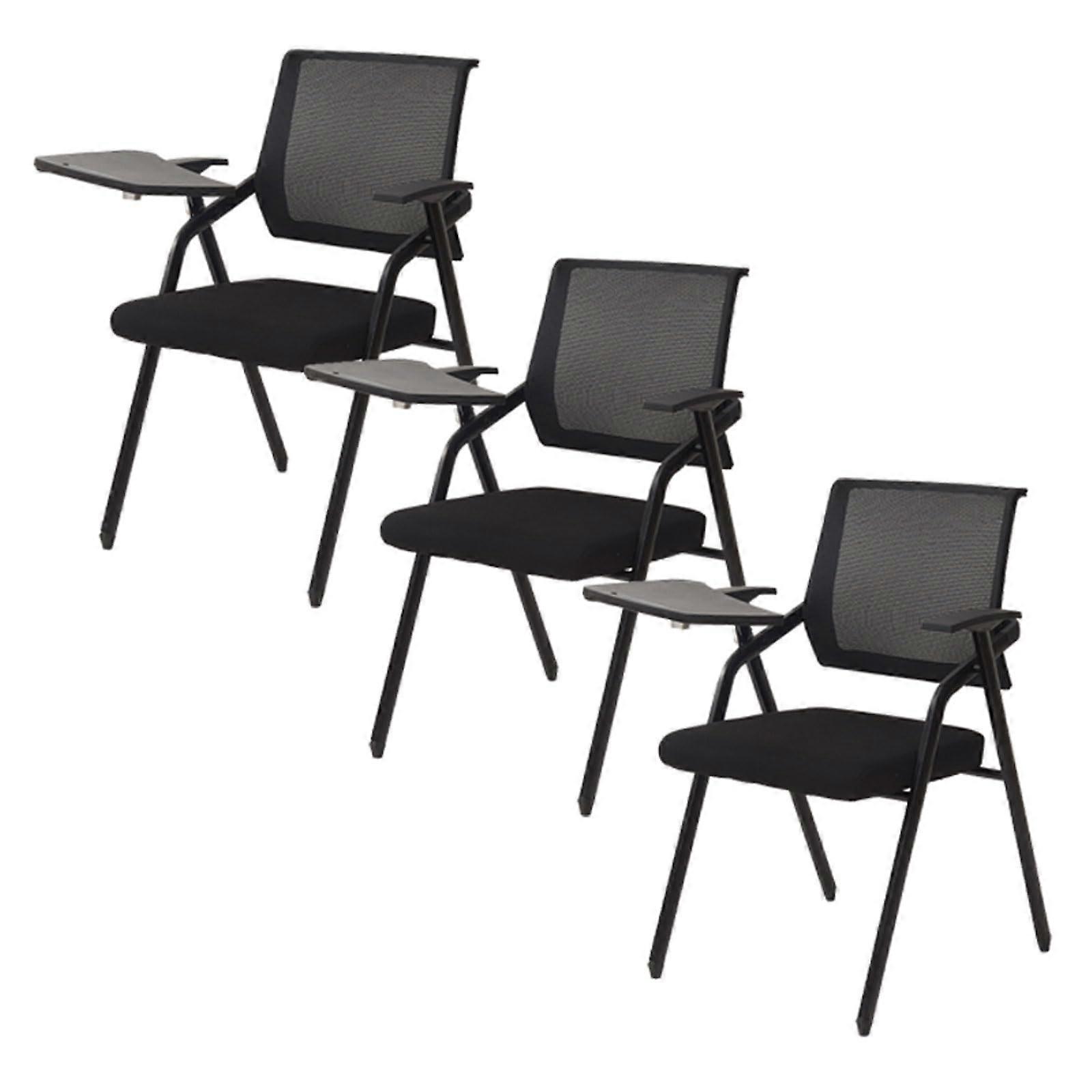 4 Pack Folding Training Chairs with FlipUp Tablet Arm, Mesh Back, Thick Cushion for Office Conference