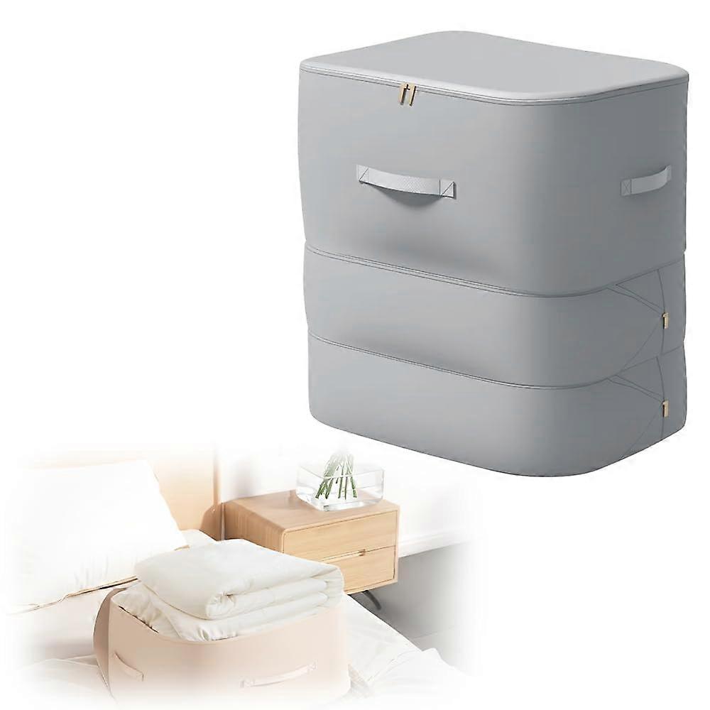 Compression Storage Bags, 3Layer Large Capacity Bedding Organizer with Zipper, Space Saving Grey XXXL